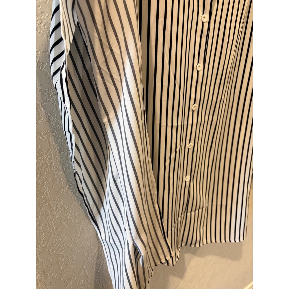 Ekouaer Womens Striped Button Down Swim Cover Up Black White Oversized Small NWT - Picture 3 of 6